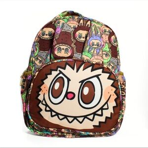 Kids Cute Monster Face Backpack - Brown Multicolor